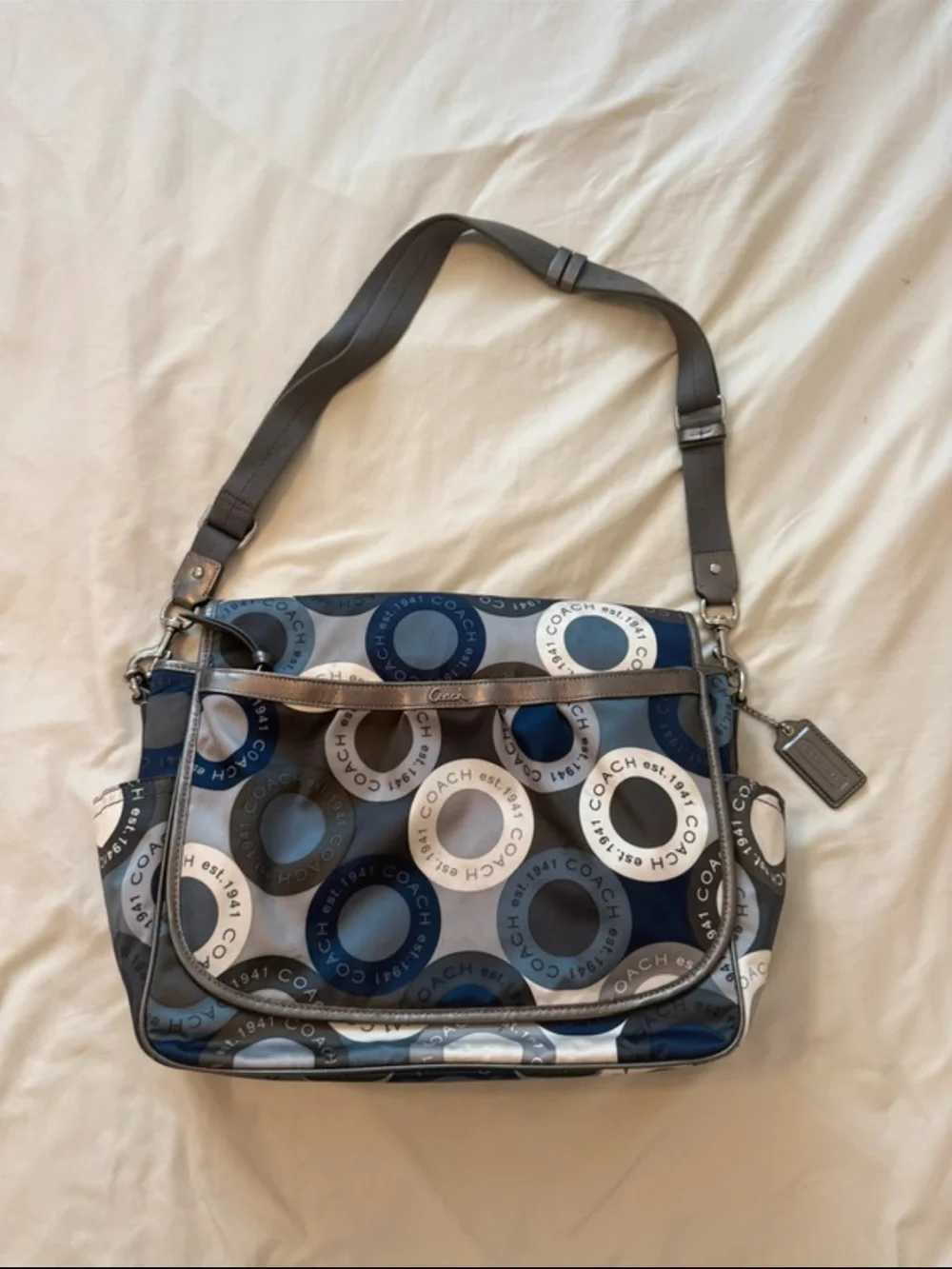 Coach | Signature Snaphead Blue Multifunction Baby Diaper Messenger Bag